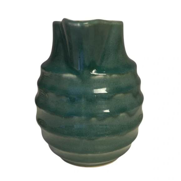 Vintage Greenware Banded Rib Milk Pitcher - Picture 3 of 6